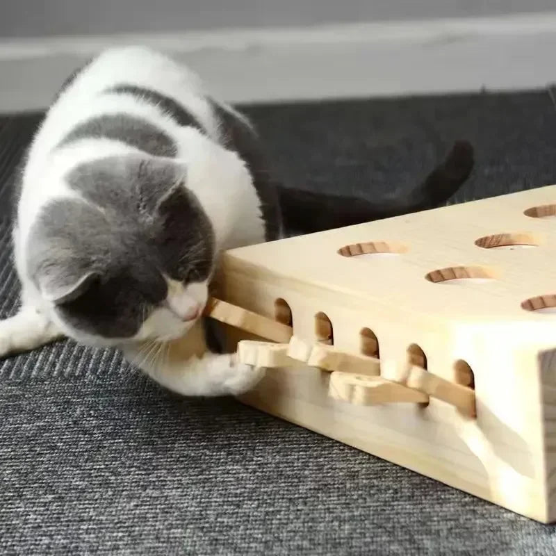 Wooden Whack-A-Mole Cat Toy