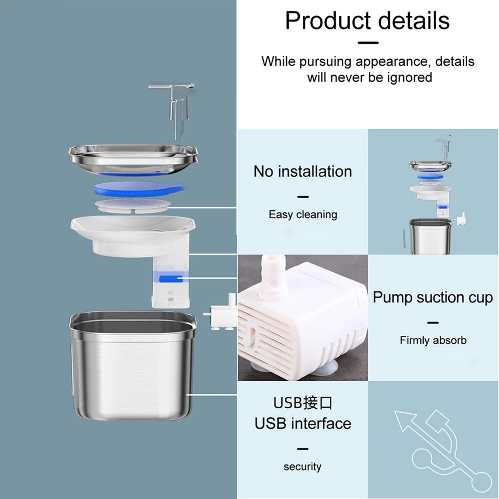 Automatic Stainless Steel Pet Water Fountain