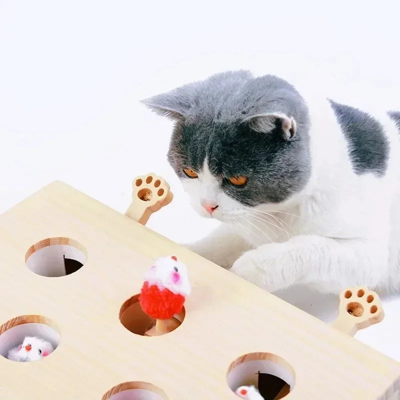 Wooden Whack-A-Mole Cat Toy