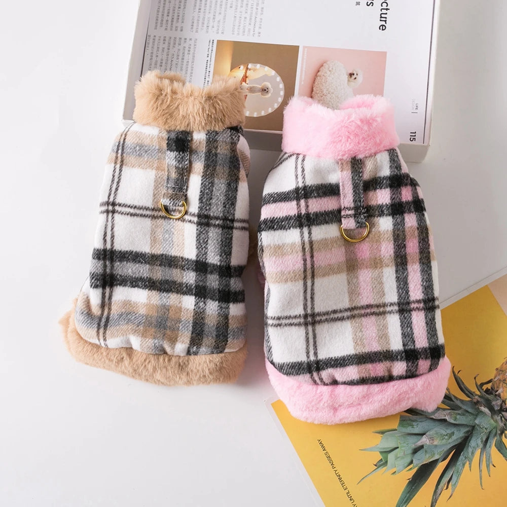 Winter Plaid Pet Jacket Clothes