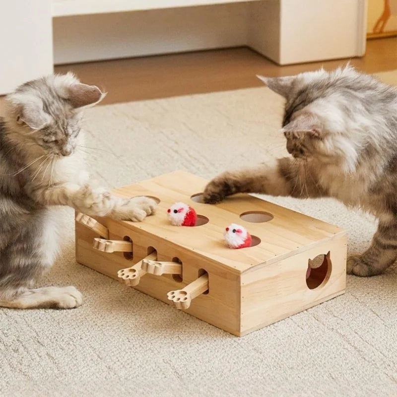 Wooden Whack-A-Mole Cat Toy