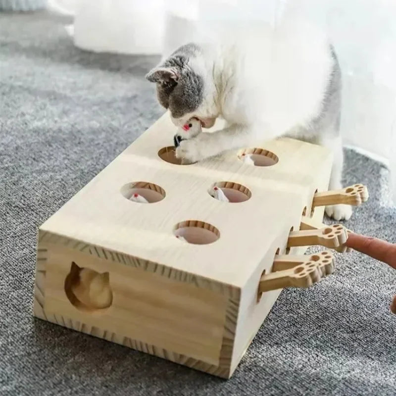 Wooden Whack-A-Mole Cat Toy