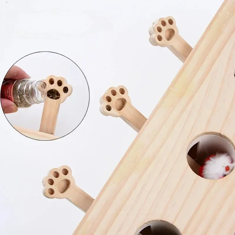 Wooden Whack-A-Mole Cat Toy