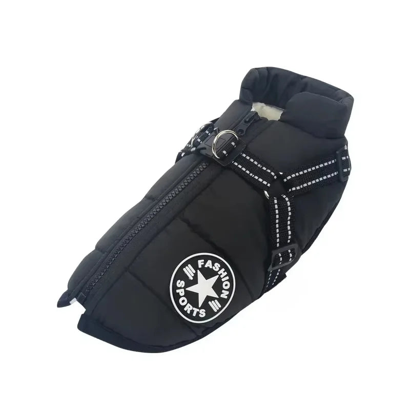 Waterproof Winter Dog Jacket With Harness