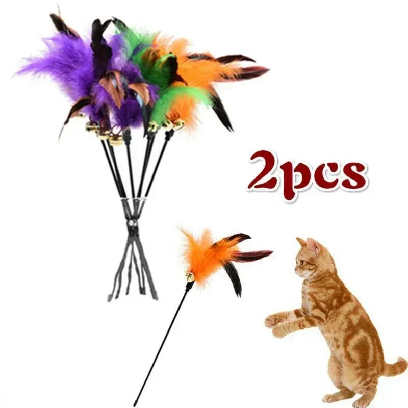 Feather Teaser Wand Cat Toy Set