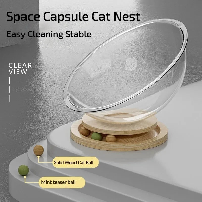 Capsule Cat Bed With Transparent Cover