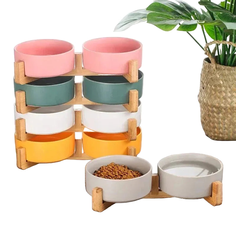 Elevated Ceramic Pet Bowl With Stand