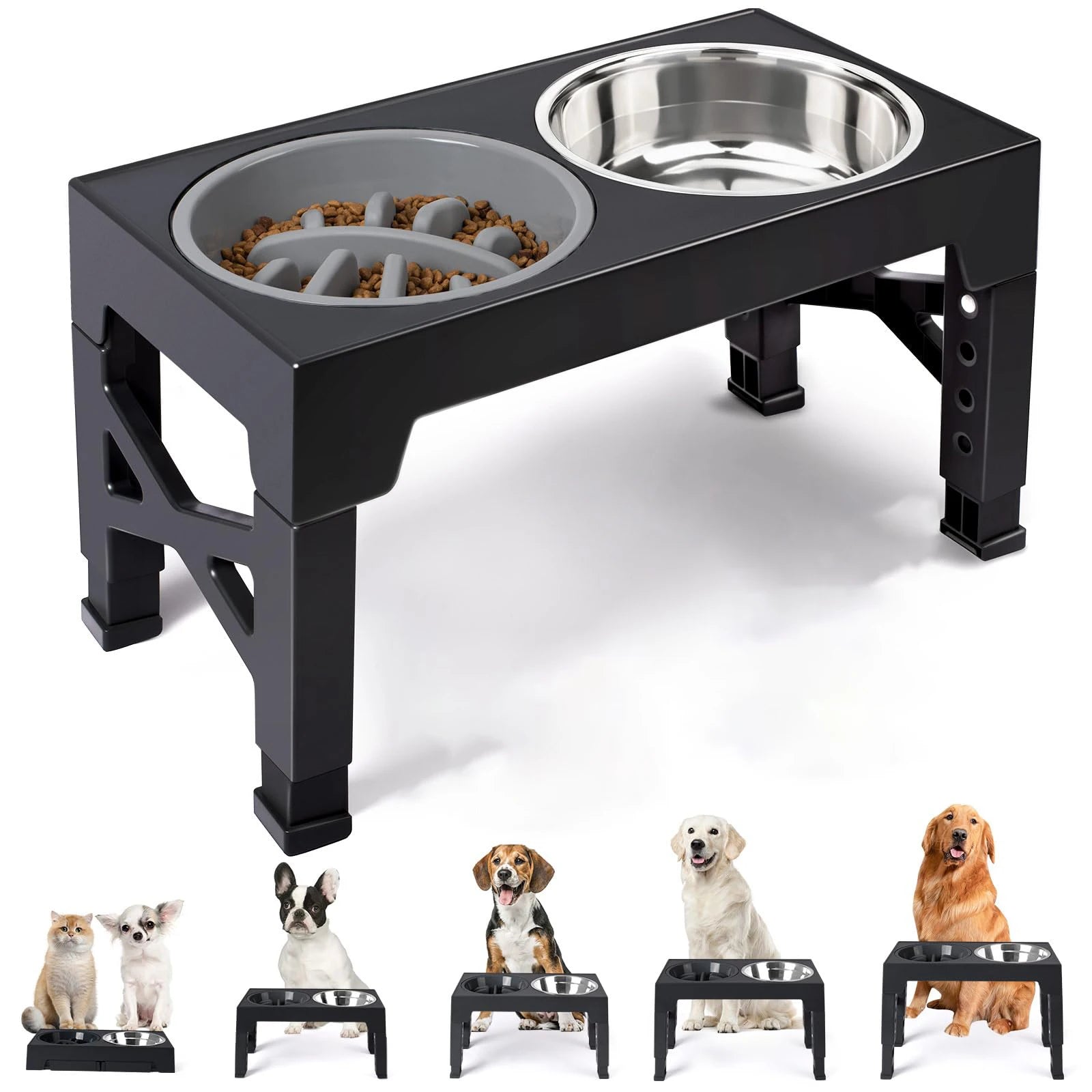 Adjustable Elevated Pet Feeder Bowls