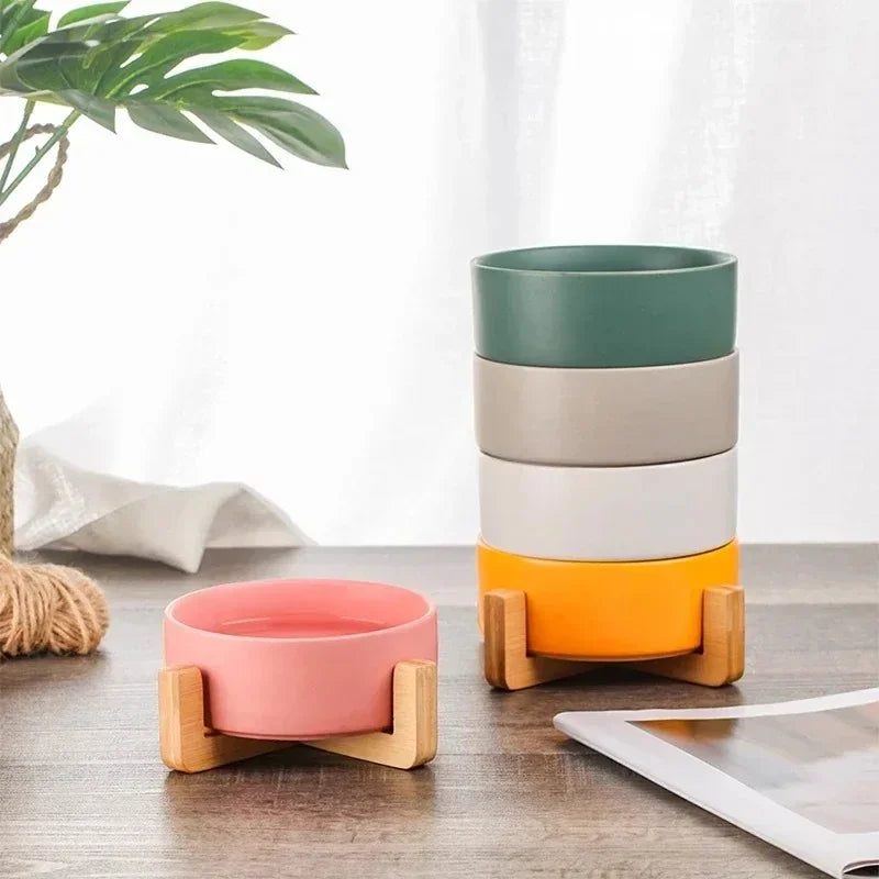 Elevated Ceramic Pet Bowl With Stand